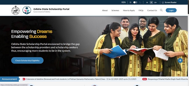Odisha State Scholarship Official Website
